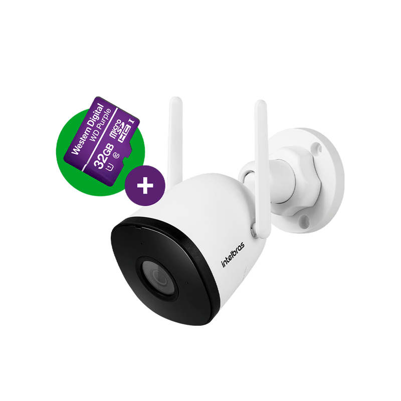 Câmera Inteligente Externa Full HD iM5 SC com MicroSD 32GB Branca Intelbras